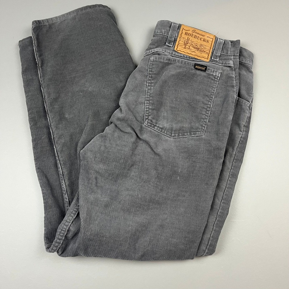 Vintage Sears Roebucks Corduroy Pants Mens 31x28 Gray Straight Leg Workwear 80s